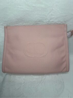 Dior Light Pink Canvas Cosmetic Pouch with Embossed CD Logo ‼️No Box‼️